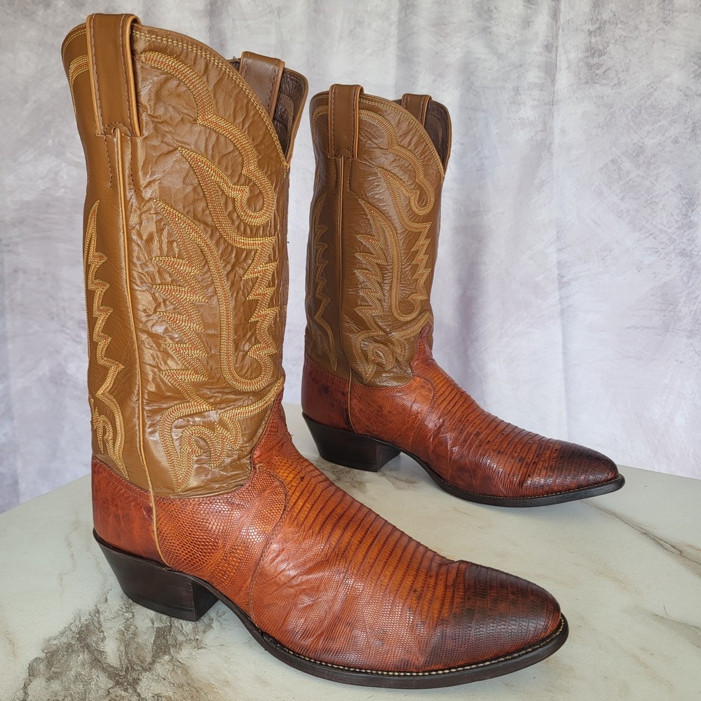 Justin USA Classic Teju Lizard Size 13E Men's Brown Western Cowboy Boots